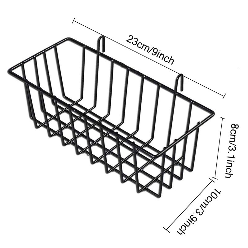 GBYAN Grid Wall Basket Wall Grid Panel Accessories Wire Straight Shelf with Hook Organizer for Home, Black - Image 4